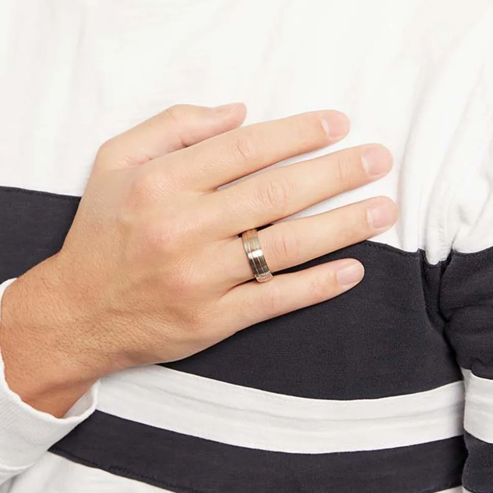 Ring aus Edelstahl teilweise rosévergoldet gravierbar R9245SL