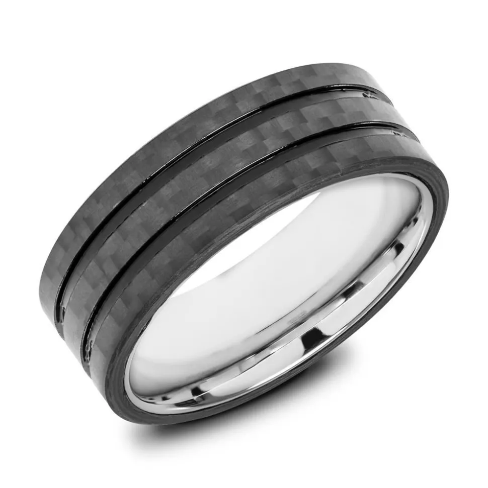Ring aus Edelstahl und Carbon R5007SL