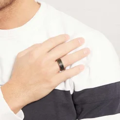 Ring aus Edelstahl und Carbon R5007SL