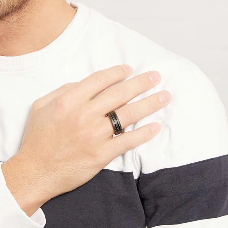 Ring aus Edelstahl und Carbon R5007SL