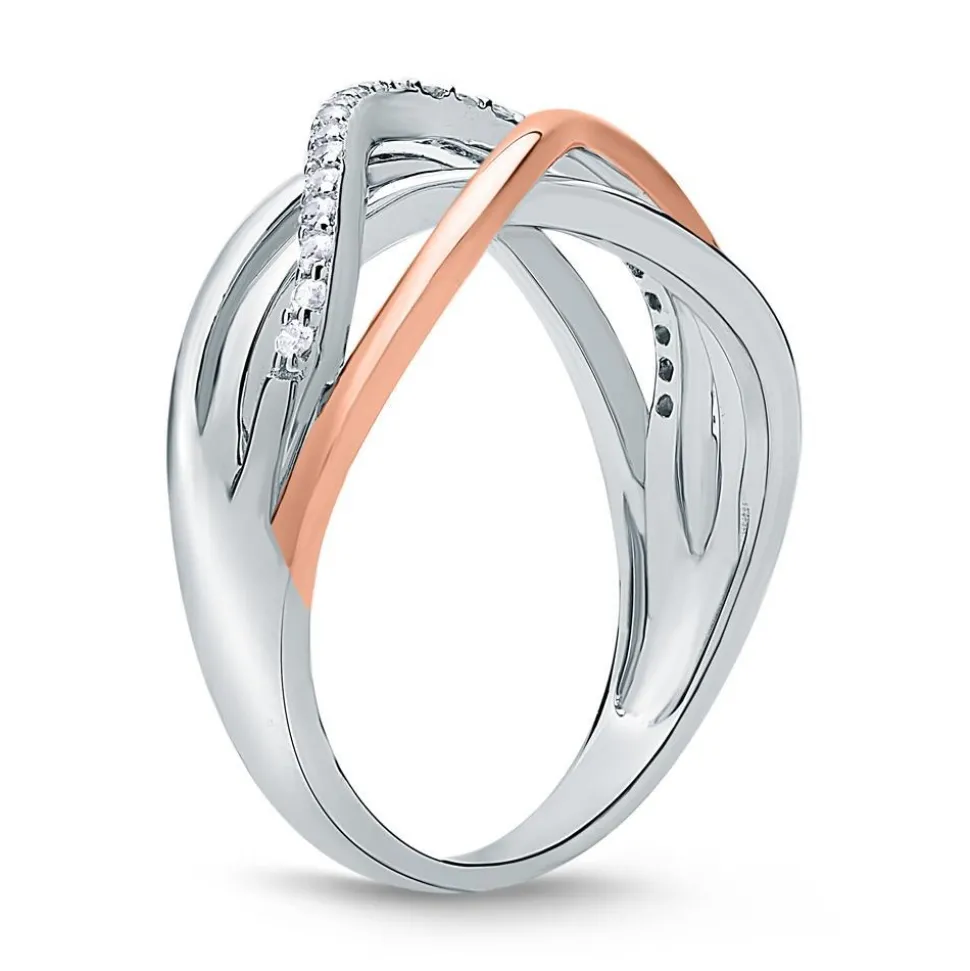 Ring aus 925er Silber Bicolor mit Zirkonia SR0393SL