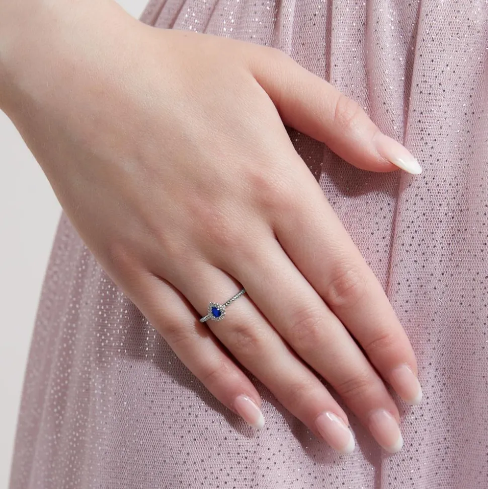 Ring aus Weißgold oder Platin mit Saphir, Lab-Diamanten BDR0036LG-Sa-WSL