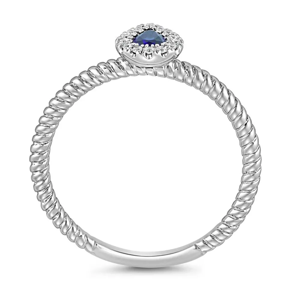 Ring aus Weißgold oder Platin mit Saphir, Lab-Diamanten BDR0036LG-Sa-WSL