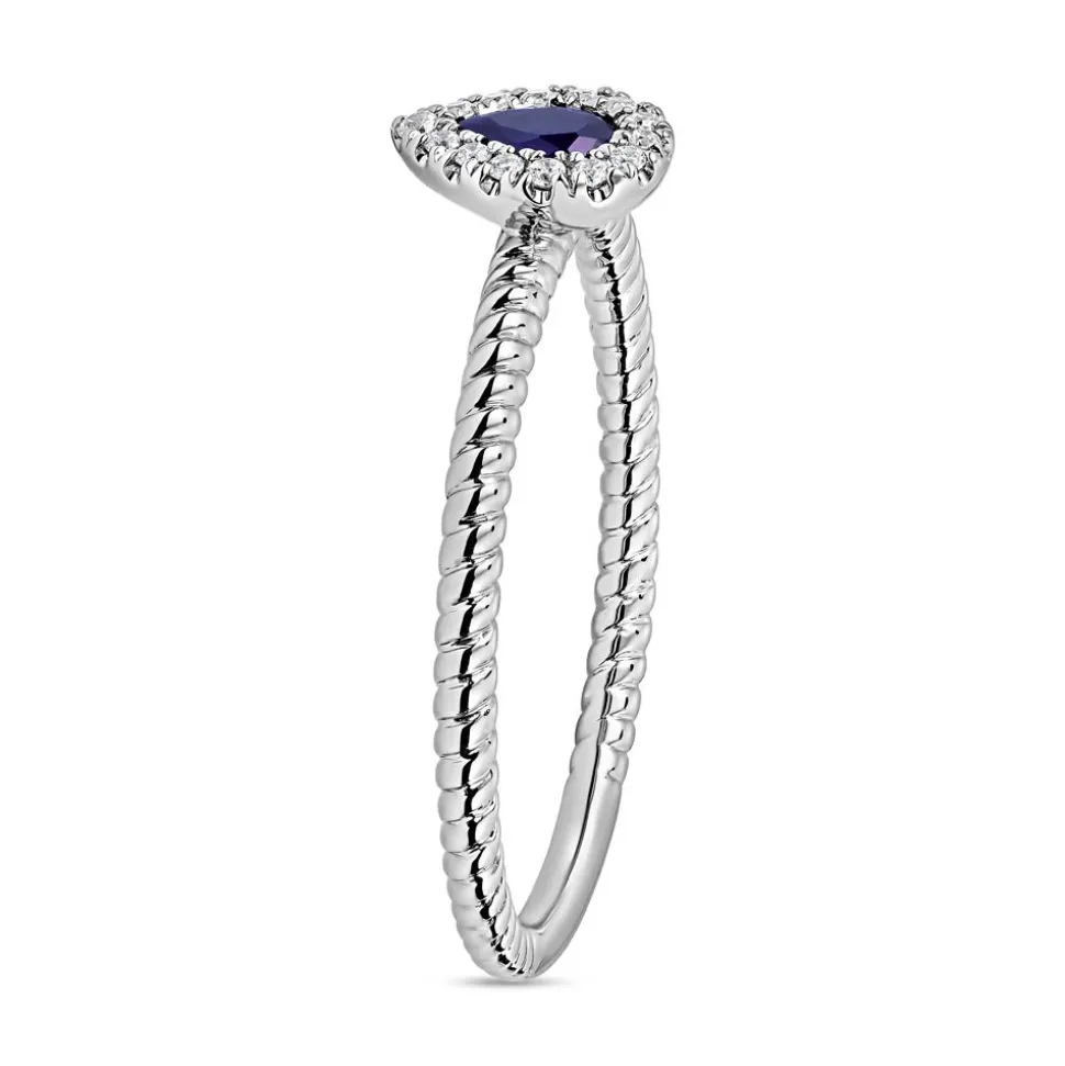 Ring aus Weißgold oder Platin mit Saphir, Lab-Diamanten BDR0036LG-Sa-WSL