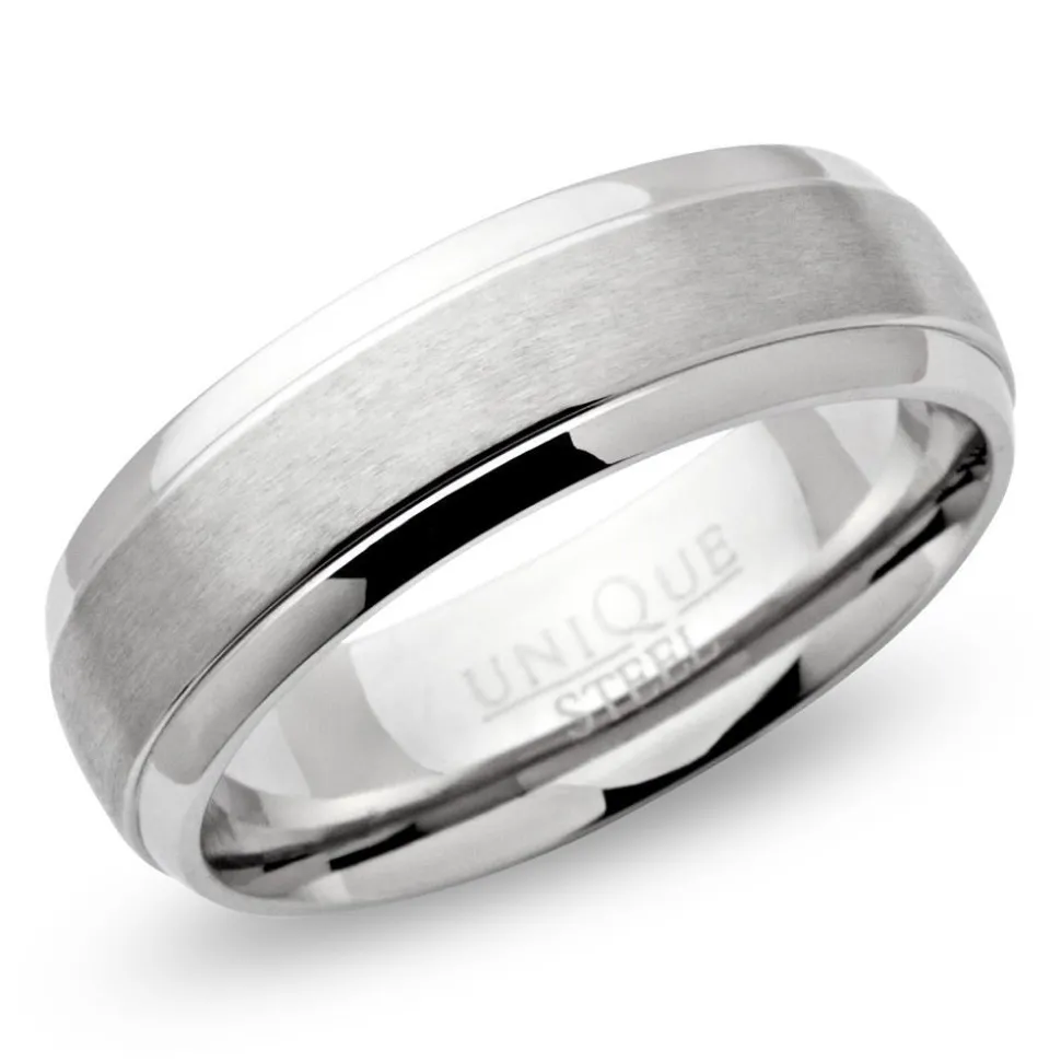 Ring Edelstahl matt rund 7mm Gravur möglich R9151SL