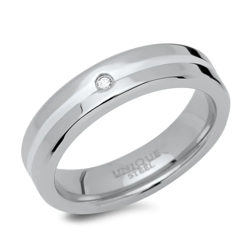 Ring Edelstahl mit Silbereinlage 5mm breit R9202czSL