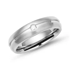Ring Edelstahl schlicht rund 5mm Zirkonia R9162czSL