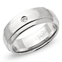 Ring Edelstahl schlicht rund 7 mm Zirkonia R9151czSL