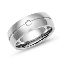 Ring Edelstahl schlicht rund 7mm Zirkonia R9163czSL