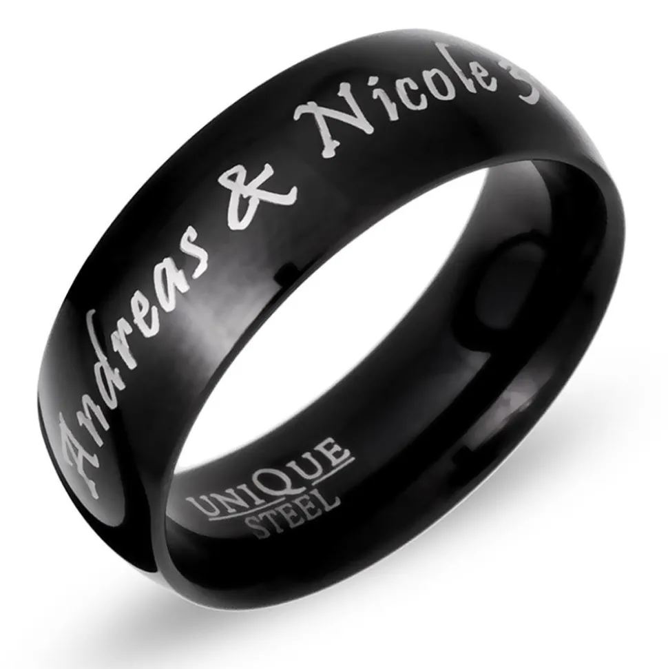 Ring Edelstahl schwarz inkl. Lasergravur R9107lge