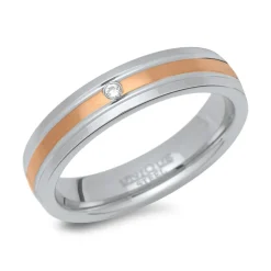 Ring Edelstahl teilvergoldet mit Zirkonia R9211czSL