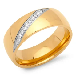 Ring Edelstahl vergoldet 8mm mit Zirkonia R9190czSL