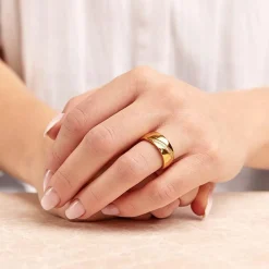 Ring Edelstahl vergoldet 8mm mit Zirkonia R9190czSL