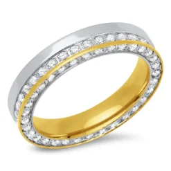 Ring Edelstahl Zirkonia zweifarbig 4,5 mm breit R9239czSL