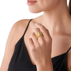 Ring für Damen aus vergoldetem Messing mit Zirkonia MKJ7836710