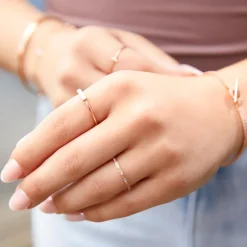 Ring im Stäbchen Design aus 925er Silber rosévergoldet LSR0032