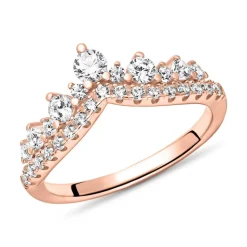 Ring mit Zirkonia aus rosévergoldetem 925er Silber SR0499-RSL