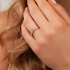 Ring mit Zirkonia aus rosévergoldetem 925er Silber SR0499-RSL