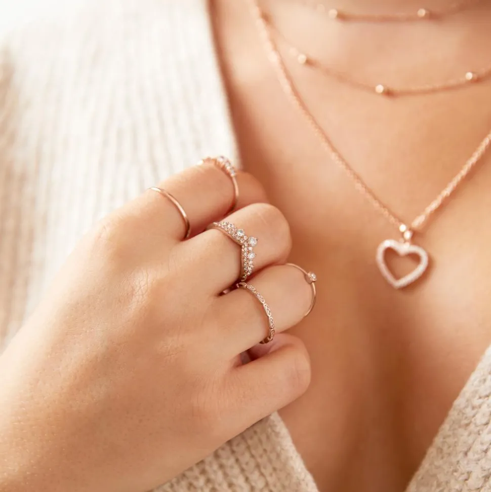 Ring mit Zirkonia aus rosévergoldetem 925er Silber SR0499-RSL