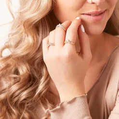 Ring mit Zirkonia aus rosévergoldetem 925er Silber SR0499-RSL