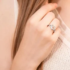 Ring Silber rhodiniert Herz doppelt Zirkonia SR0365SL
