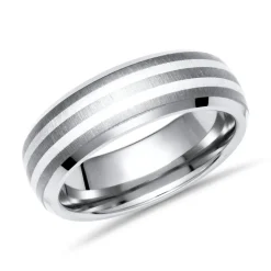 Ring Titan mit Einlage Silbern 6mm matt TR0009-1SL