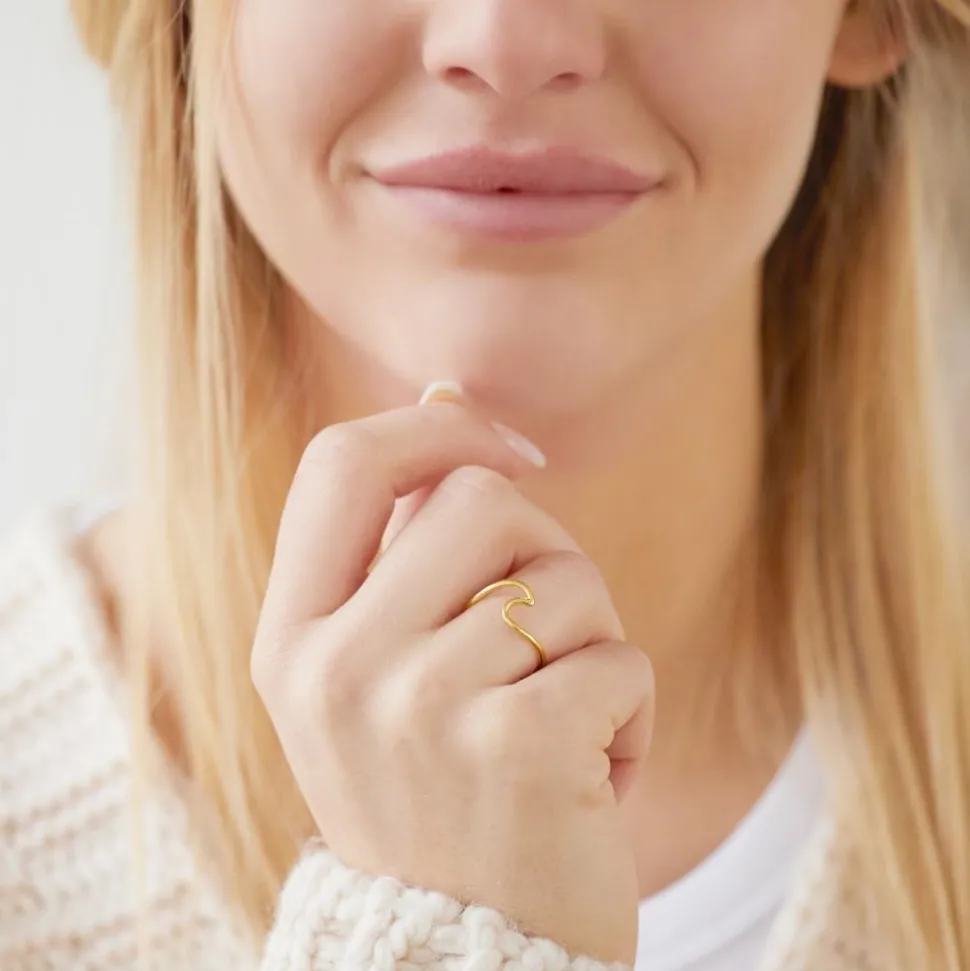 Ring Wave aus vergoldetem Sterlingsilber LSR0040