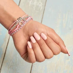 Rosa Textilarmband mit Silberelementen TXB0018