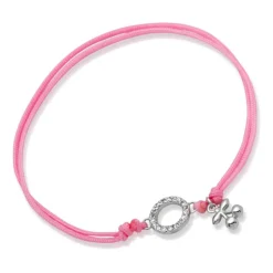 Rosa Textilarmband mit Silberelementen TXB0019
