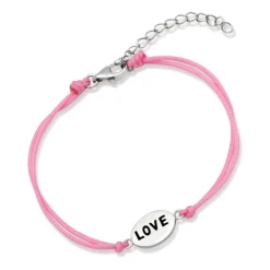 Rosa Textilarmband mit Silberelementen TXB0025