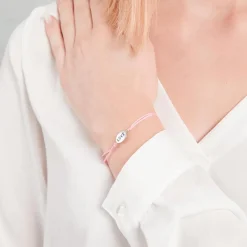 Rosa Textilarmband mit Silberelementen TXB0025