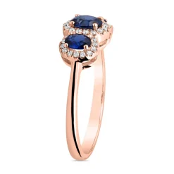 Roségold Ring für Damen mit Saphiren und Diamanten BDR0038Sa-RSL