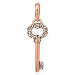 Roségoldene Kette mit Schlüssel, lab grown Diamanten BDP0040LG-RSLK