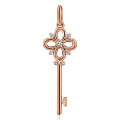 Roségoldene Kette mit Schlüssel und Diamantbesatz BDP0043-RSLK