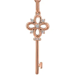 Roségoldene Kette mit Schlüssel und Diamantbesatz BDP0043-RSLK