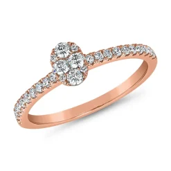 Roségoldener Diamantring für Damen, gravierbar BDR0083-RSL
