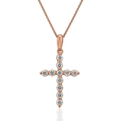 Roségoldener Kreuzanhänger mit Diamanten für Damen BDP0037-RSL