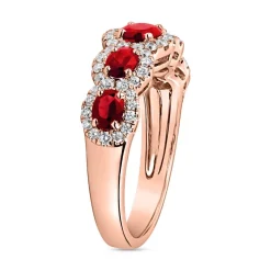 Roségoldener Ring für Damen mit Rubinen und Brillanten BDR0040Ru-RSL