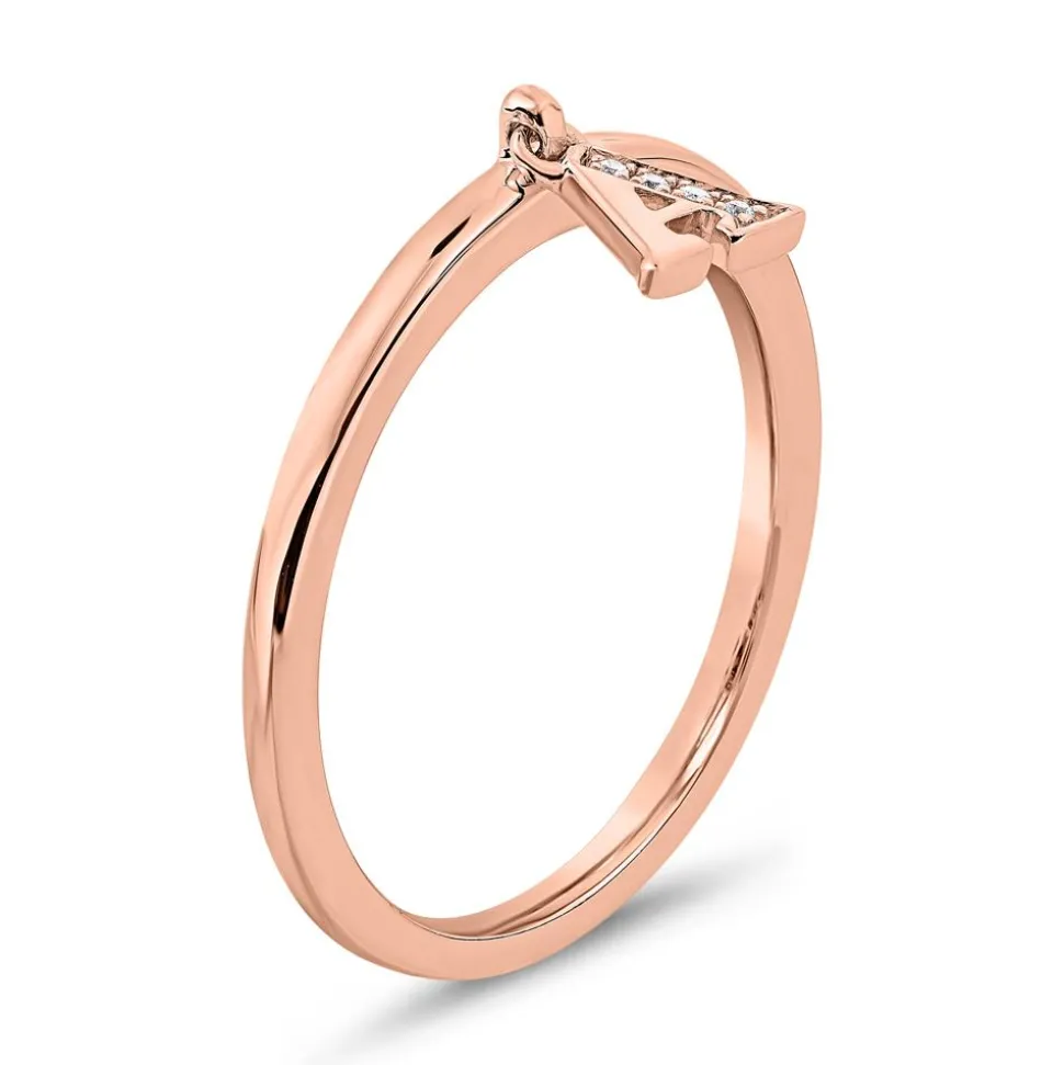 Roségoldener Ring mit Buchstabenanhänger, Brillanten BDR0126-RSL