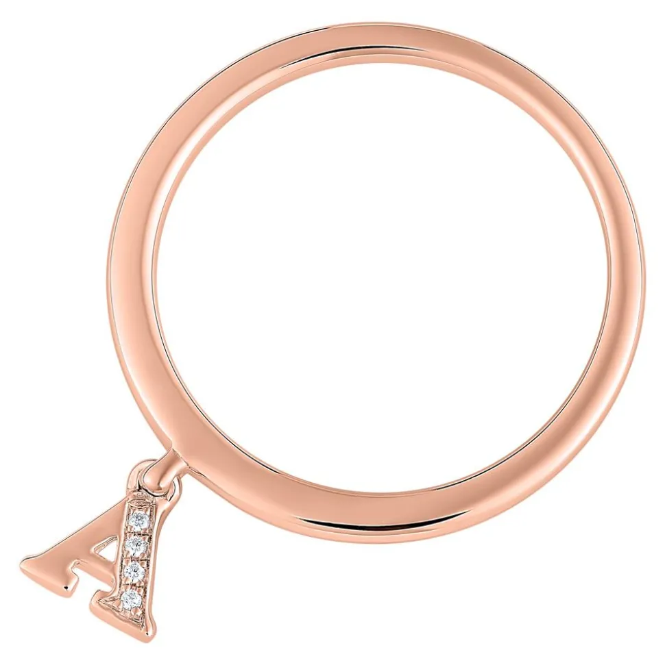 Roségoldener Ring mit Buchstabenanhänger, Brillanten BDR0126-RSL