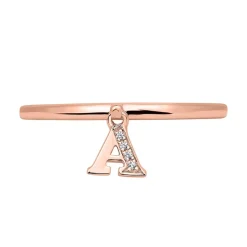 Roségoldener Ring mit Buchstabenanhänger, Brillanten BDR0126-RSL