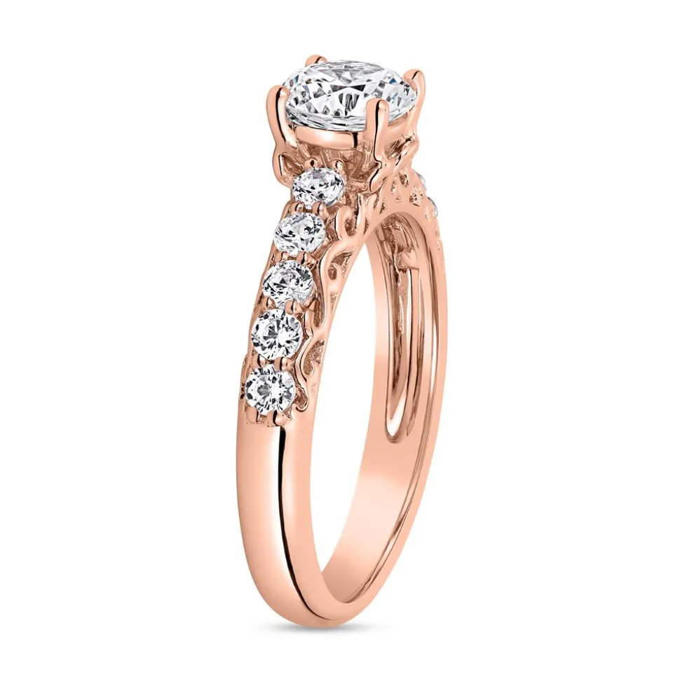 Roségoldener Ring mit Diamanten, gravierbar BDR0003-RSL