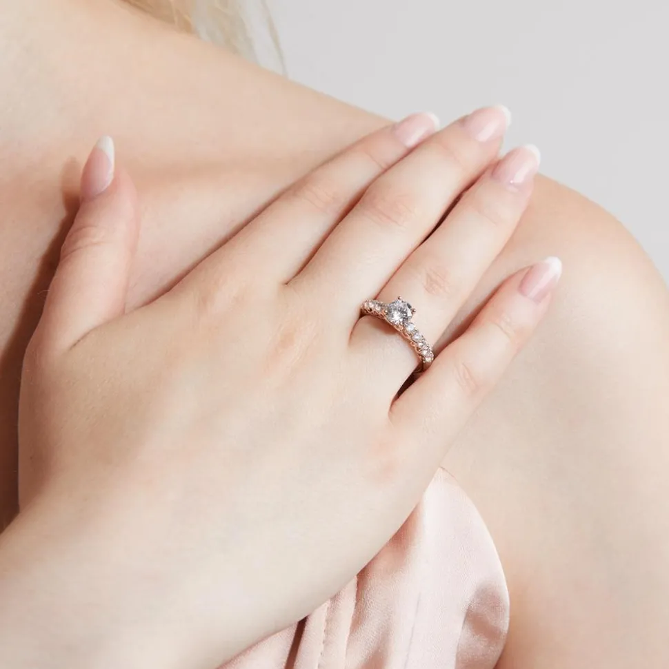 Roségoldener Ring mit Diamanten, gravierbar BDR0003-RSL