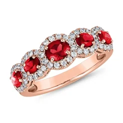 Roségoldener Ring mit Rubinen und Diamanten, lab-grown BDR0040LG-Ru-RSL