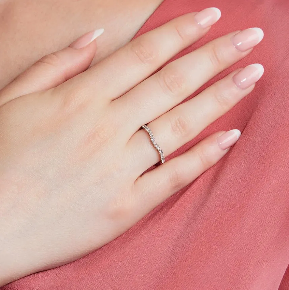 Roségoldener Ring Welle mit Labordiamanten BDR0051LG-RSL