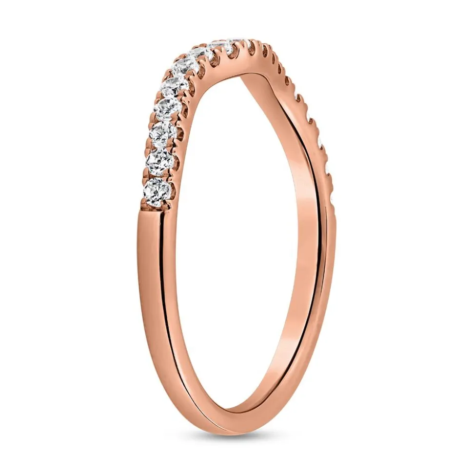 Roségoldener Ring Welle mit Labordiamanten BDR0051LG-RSL