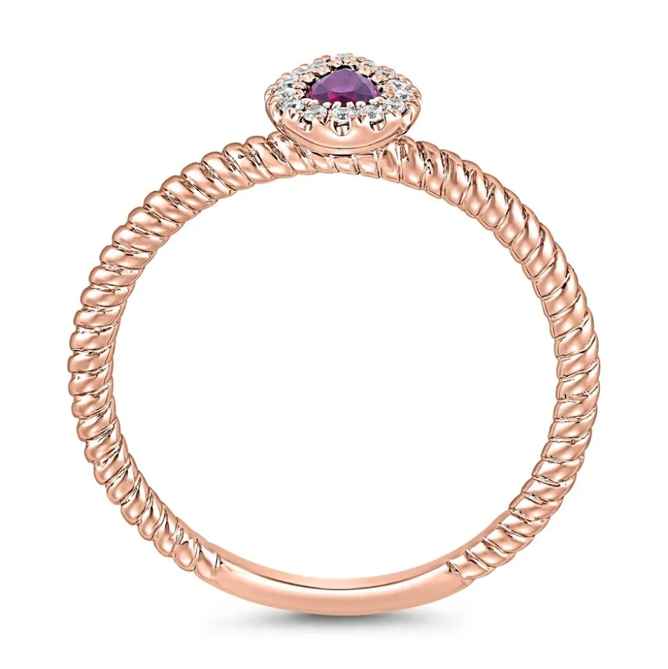 Roségoldener Rubin Ring mit Brillanten, lab-grown BDR0036LG-Ru-RSL