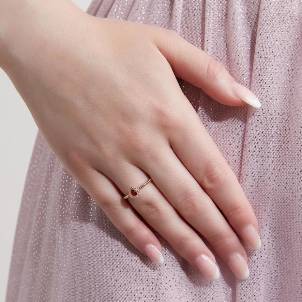 Roségoldener Rubin Ring mit Brillanten, lab-grown BDR0036LG-Ru-RSL