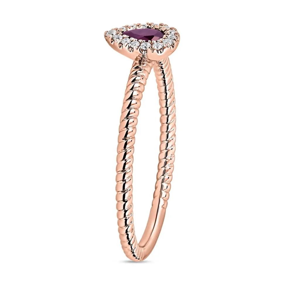 Roségoldener Rubin Ring mit Brillanten, lab-grown BDR0036LG-Ru-RSL