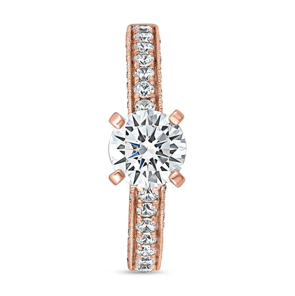 Roségoldener Verlobungsring mit Diamanten, gravierbar BDR0006-RSL